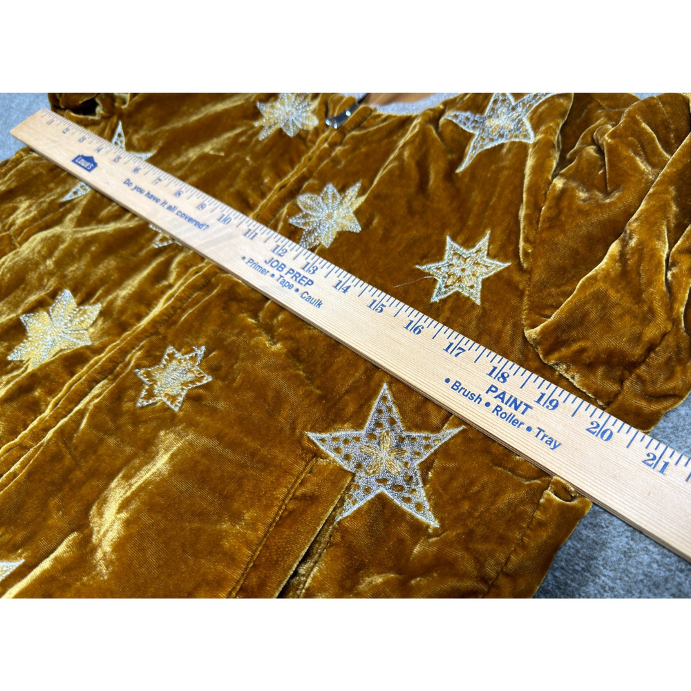 Band of Gypsies L'Astra Gold Velvet Star Embroidered Bomber Jacket Women S Boho - Picture 7 of 10